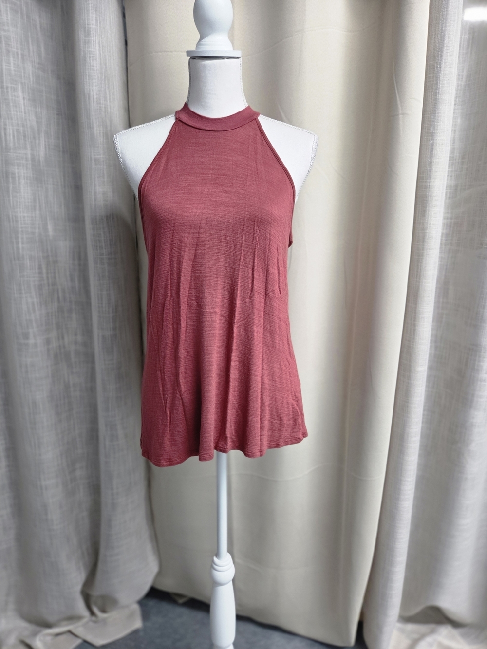 Kim & Cami Sleeveless High Neck Top Dusty Rose Halterneck Summer Size S